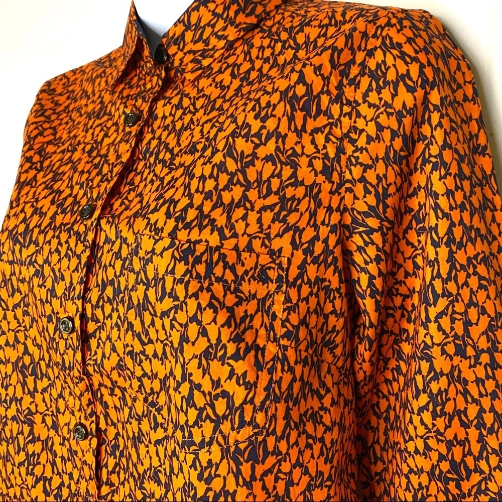 NWT J. Crew Tunic Shirt Top - XS Orange‎ Long Sleeve Blouse